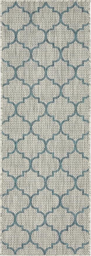 Unique Loom Outdoor Trellis Collection Area Rug (2' x 6' 1" Runner, Gray/ Ivory)