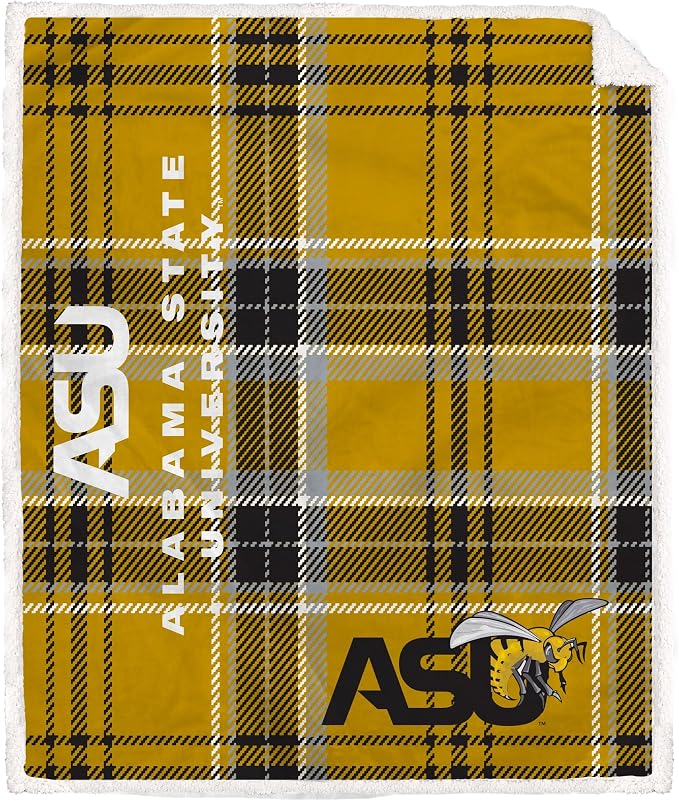NCAA Alabama State Hornets Playmaker Plaid Ultra Cozy Sherpa Throw