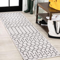 JONATHAN Y Moroccan Geometric Indoor Outdoor Runner Rug 2X10 Cream/Black, Ourika Textured Weave for Backyard, Patio, Porch, Easy-Cleaning, High Traffic, Pet-Friendly, Non-Shedding (SMB108I-210)