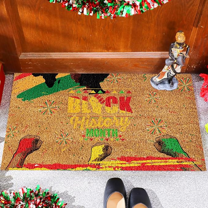 Ceenna Juneteenth Coir Doormat African American Non Slip Welcome Door Mat 16" x 27.5", Juneteenth Holiday Black Pride Rug Decorative Front Door Mat for Porch Indoor Outdoor Decor Gifts