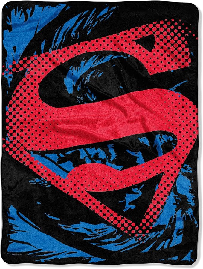 Northwest DC - Superman Micro Raschel Throw Blanket, 46" x 60", Super Rip Shield
