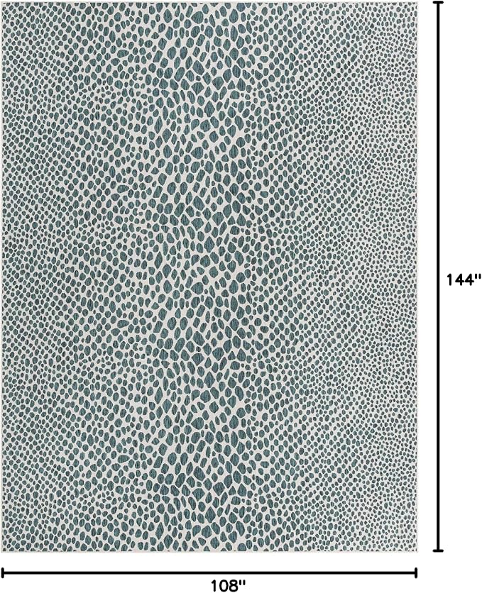 Unique Loom Outdoor Collection Area Rug - Cape Town (9' x 12' Rectangle, Teal/ Ivory)