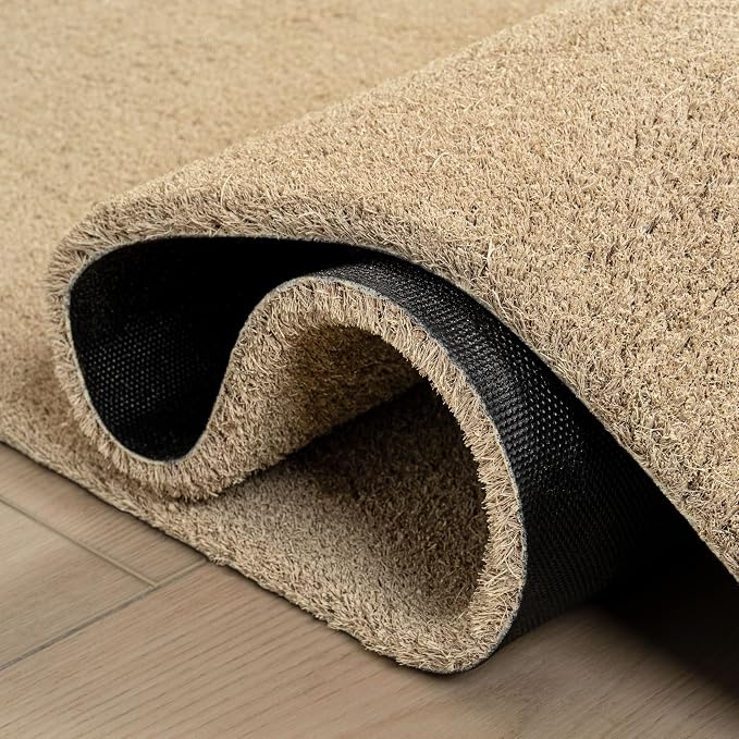 JONATHAN Y Peater Classic Casual Commercial Natural Coir Bleach 17 in. x 30 in. Doormat for Entrance, Front Door, Entryway CHG100B-1730