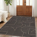 GarveeHome Rainbow Easy Jute Rug 4x6 Abstract Washable Non Slip Living Room Ultra-Thin Bedroom Rug, Non Skid Backing Non Shedding Accent Carpet for Dining Room Office