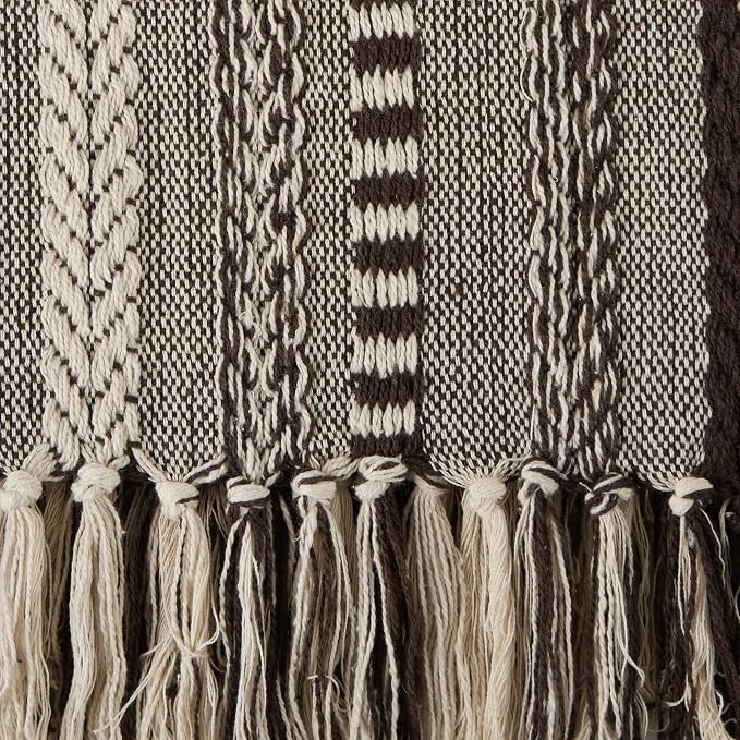 DII Braided Striped Decorative Throw Blanket, 50x60, Dark Brown
