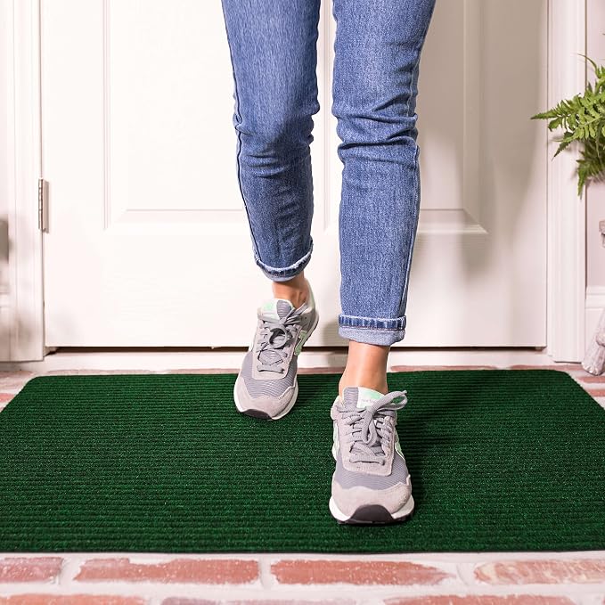 Mohawk Home Utility Floor Mat Solid Dark Forest Green (1'6" x 2'6" (2 Pack)) Perfect for Garage, Entryway, Porch, and Laundry Room