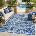 ReaLife Rugs Machine Washable Indoor Outdoor - Mat Rug Foldable Printed Thin Lightweight Cushioned Fade Resistant Patio Deck Dock Porch Pool Balcony Camping - Emery- Blue 5' x 7'