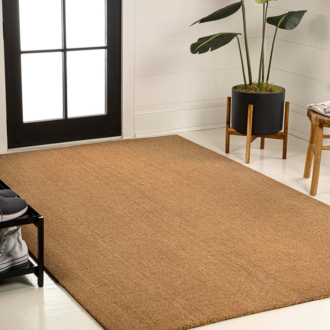 JONATHAN Y CHG100A-5 Peater Classic Casual Commerical Natural Coir Light Brown 5 ft. x 8 ft. Doormat for Entrance, Front Door, Entryway