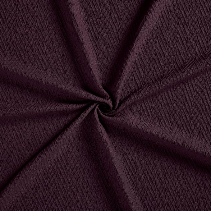 Superior Metro All-Season Cotton Blanket, Woven Blanket for Couch, Bed, Bedding, Farmhouse, Home Essentials, Cute and Cozy Bohemian Blankets, Herringbone Weave, Twin Size, Plum