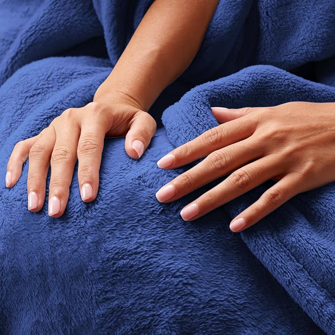 NORTHWEST Ashford Home Cozy Warmwell Blanket Blue Depths Twin Size 60 x 80 inches