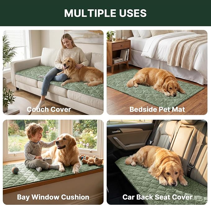 H.VERSAILTEX Chenille Couch Cover for Dogs Washable Soft Chair Armchair Covers Sectional Sofa Cover Color Blending Non-Slip Thick Couch Furniture Protector Pet Bed Covers(Heathered Matcha, 28"x 47")