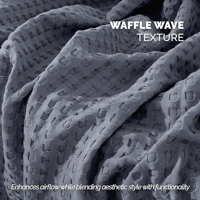 Elegant Comfort Premium 100% Cotton Waffle Blanket - Lightweight Breathable Waffle Weave Bed Blanket - Soft and Warm All Season Blanket for Couch, Sofa and Bed, Twin Size 68x88 Inches, Gray