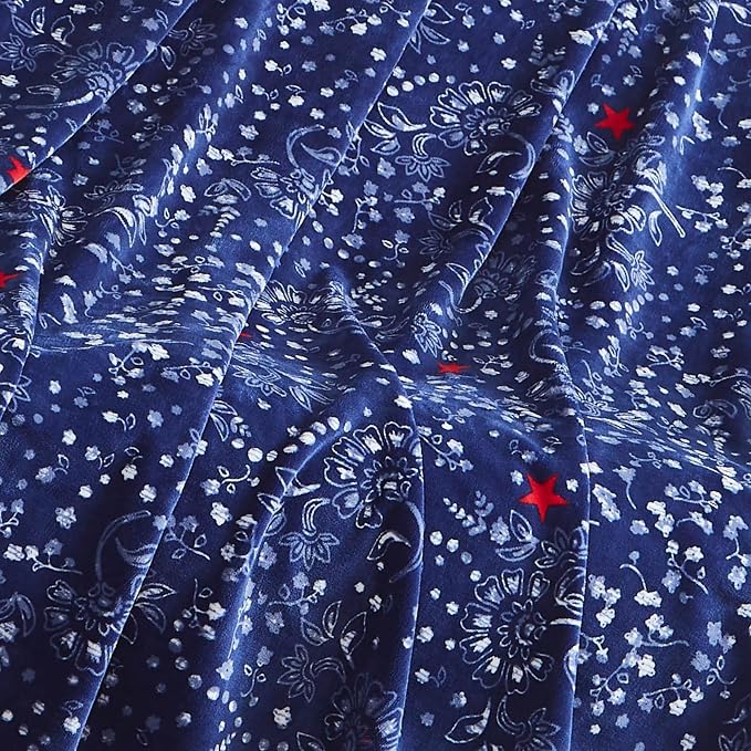 Lucky Brand 50" x 70" Plush Throw Blanket, Bandanny Blue/Red | Blanket for Sofa or Bed