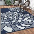 GENIMO Outdoor Rug, Waterproof Plastic Rugs for Patio, 6'x9' Indigo White | Outside Larger Leaf Carpet Mat for Porch Decor, Deck, Balcony, Camping, RV, Backyard, Picnic, Beach, Reversible, Foldable