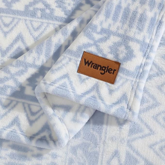 Wrangler - Fleece Throw Blanket for Couch 50x70, Ultra Soft Reversible Plush Blanket, Americana Decor, Striped Throw for Sofa, Bed, Living Room (Western Horse Pink)