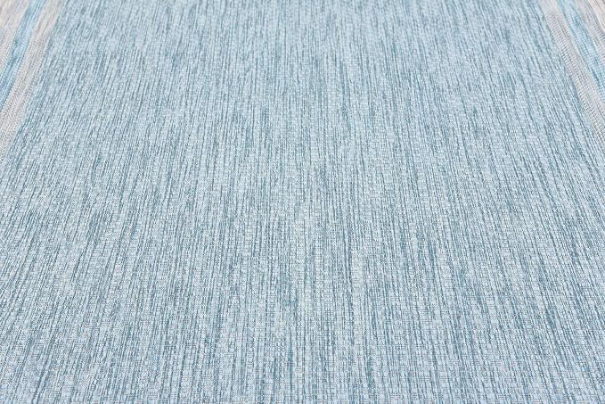 Unique Loom Outdoor Border Collection Area Rug - Soft Border (6' 1" x 9' Rectangle, Aquamarine/ Ivory)
