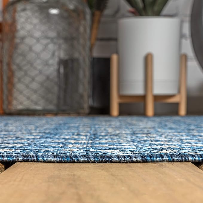 JONATHAN Y Moroccan Geometric Indoor Outdoor Square Area Rug 3X3 Navy/Light Gray, Ourika Textured Weave for Backyard, Patio, Porch, Easy-Cleaning, High Traffic, Pet-Friendly, Non-Shedding SMB108B-3SQ