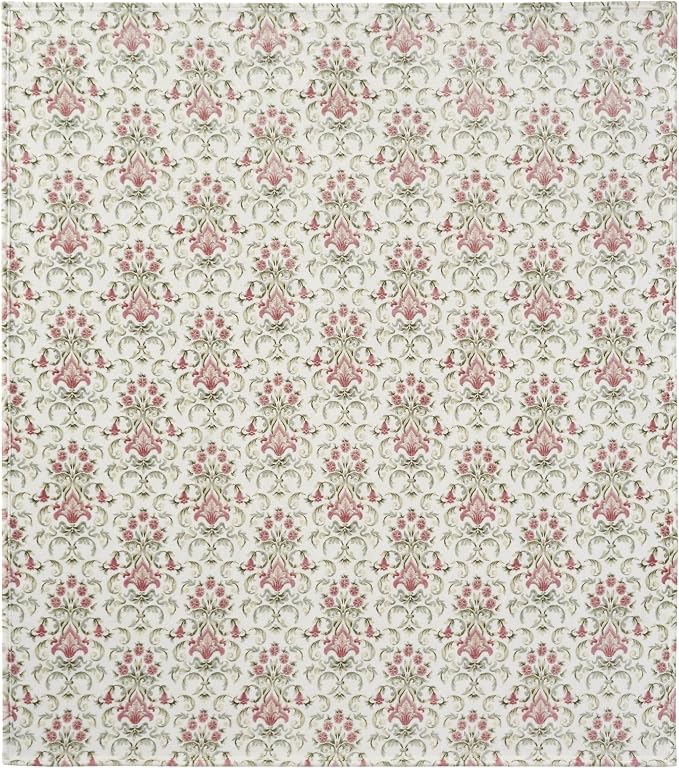 Oversized Plush Throw Blanket 60" x 70", Watercolor Damask Floral Green