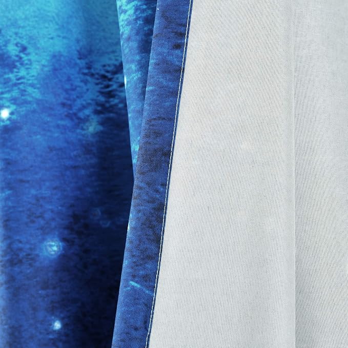 Lush Decor Space Star Ombre Window Curtain Panel, Pair, 52"W x 84"L, Navy & White - Galaxy Curtains for Kids Room