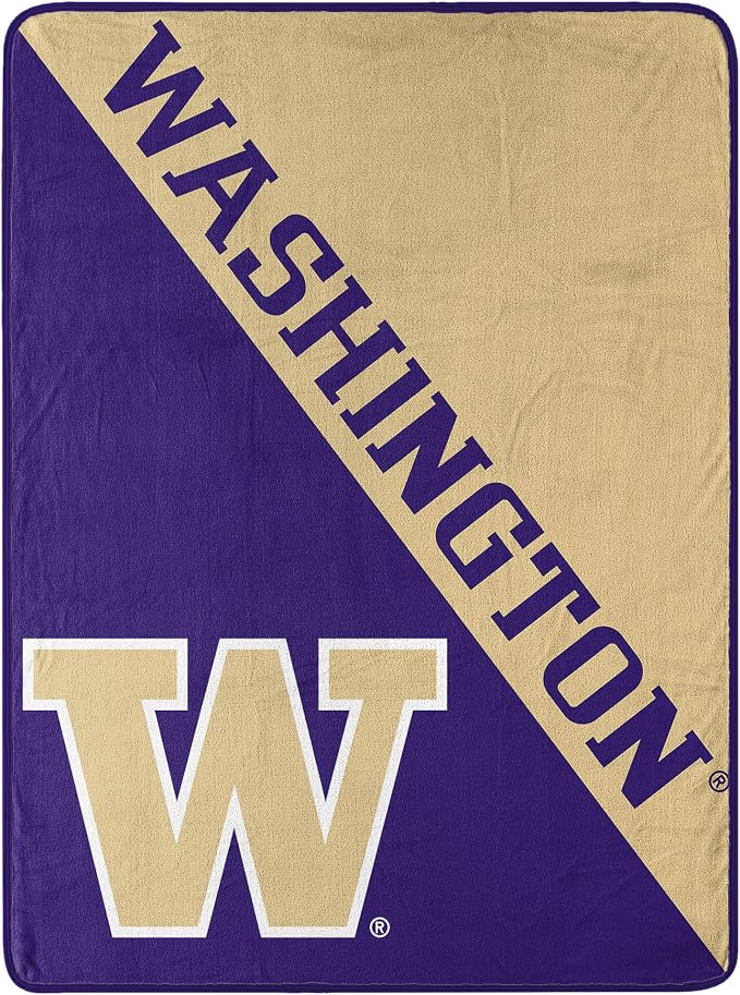 Northwest NCAA Washington Huskies Unisex-Adult Micro Raschel Throw Blanket, 46" x 60", Halftone