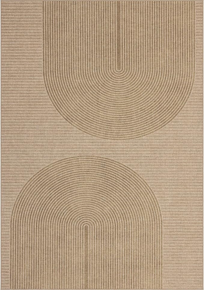 Easy Jute Rug for Pet Homes: 8x8 Outdoor Rug - Geometric Arch Pattern | Washable Design Cuts Your Cleaning Time by 75% and Maintain Shape and Texture after 50 Washes