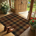 3x4 Entryway Door Mat Indoor – Washable Non Slip Small Rug for Front Door, Kitchen Sink, Mudroom, Garage Entry, Low Profile Easy Clean Farmhouse Plaid Floor Mat
