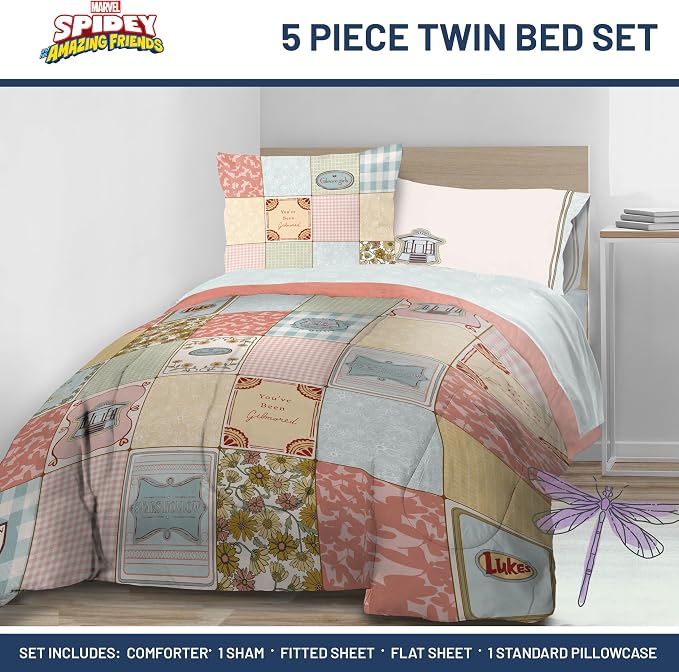 Gilmore Girls Twin Comforter Set 5 Piece Soft Bedding for Girls, Multi | Bed in a Bag, Comforter Sheets Sham Pillowcase, Official Product, Soft Microfiber, Machine Washable, Easy Care, Girls Gift