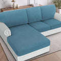 H.VERSAILTEX Sectional Couch Covers 3 Pieces Sofa Seat Cushion Covers L Shape Separate Cushion Couch Chaise Cover for Both Left/Right Sectional Couch (Seat Only: 1 Chaise + 2 Sofa, Storm Blue)