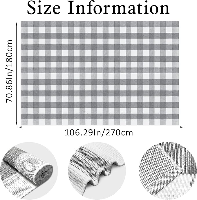 Buffalo Plaid Rug 6x9 Feet Buffalo Check Cotton Grey and White Checkered Rug Woven Washable Indoor Outdoor Area Rug Home Decor Carpet for Living Room Farmhouse Dining Bedroom Patio