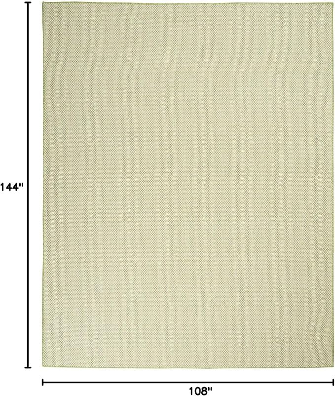 Nourison Home Courtyard Ivory Green 9' x 12' Area Rug - Easy Clean, Non Shedding, Bed Room, Living Room, Dining Room, Kitchen (9' x 12')
