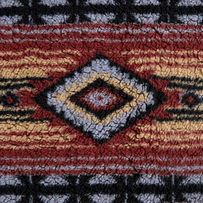 Wrangler - Reversible Throw Blanket, 50 x 60, Printed Sherpa Fleece Blanket for Bed & Couch, Cozy Decorative Throw, Anguston Red