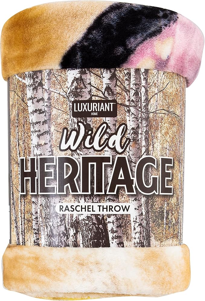 Northwest Wild Heritage Raschel Throw Blanket, 50" x 60", Magic Hour
