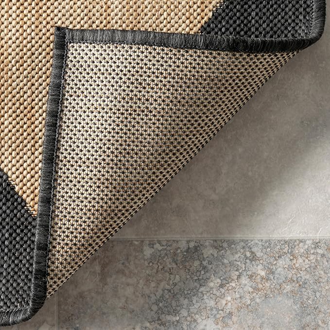 Nuloom Outdoor Performance Collection Sabina Dark Grey/Ivory, 4' x 6', Soft, High Traffic, Stain Resistant, Easy Clean, Durable Area Rug for Indoor/Outdoor Patio, Deck, Porch, Garden, Courtyard