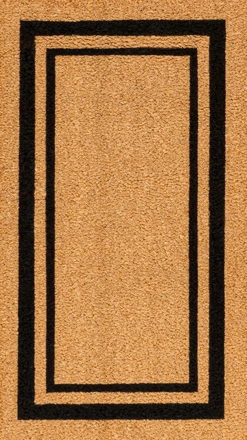 JONATHAN Y Natural Coir Indoor/Outdoor Mat 17" X 30" Natural/Black Border, Peater Classic Casual Commerical Doormat Ideal for Door Entrance, Patio, Porch, Backyard, Garages, Easy to Clean NRF107A-1730