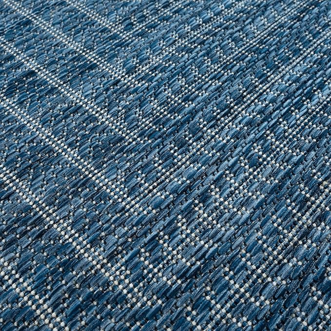 Adiva Rugs Outdoor Indoor Area Rug, Weather Resistant, Easy to Clean, Stain Resistant Floor Mat for Dining Room, Backyard, Deck, Patio (Azure Denim Blue, 2' x 3')