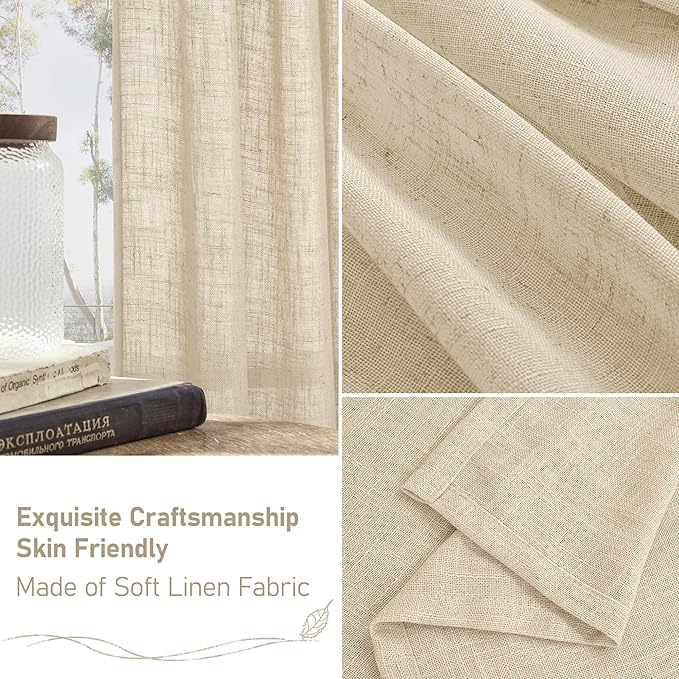 LAMIT 45 Inch Short Window Linen Curtains - Image 6