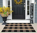 Khaki and Black Outdoor Rug 27.5''x 43.3''Checkered Layered Doormat Cotton Woven Washable Farmhouse Door Mats Outdoor for Front Porch,Entryway,Bedroom,Patio