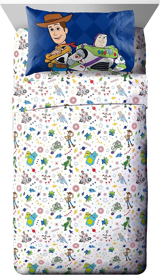 Jay Franco Disney Toy Story Kids Twin Sheet Set 3 Piece - Super Soft Microfiber Bedding, Reversible, Deep Pocket, Breathable, Machine Washable, Woody Buzz Lightyear (Official Disney Product)