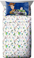 Jay Franco Disney Pixar Toy Story Kids Full Sheet Set, 4 Piece Bedding | Buzz Lightyear & Woody, Super Soft Breathable Microfiber, Deep Pocket, Reversible, Machine Washable Kids Bedding (Official)