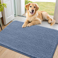 Smiry Dog Door Mat for Muddy Paws 40x24, Absorbent Dirt Trapper, Non-Slip Washable Chenille Entryway Rug for Inside Floor, Airy Blue, Classic Solid