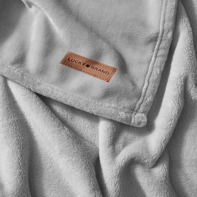Lucky Brand Solid Plush 50"x70" Throw Blanket, Glacier Gray - Soft, Cozy, and Timeless Comfort