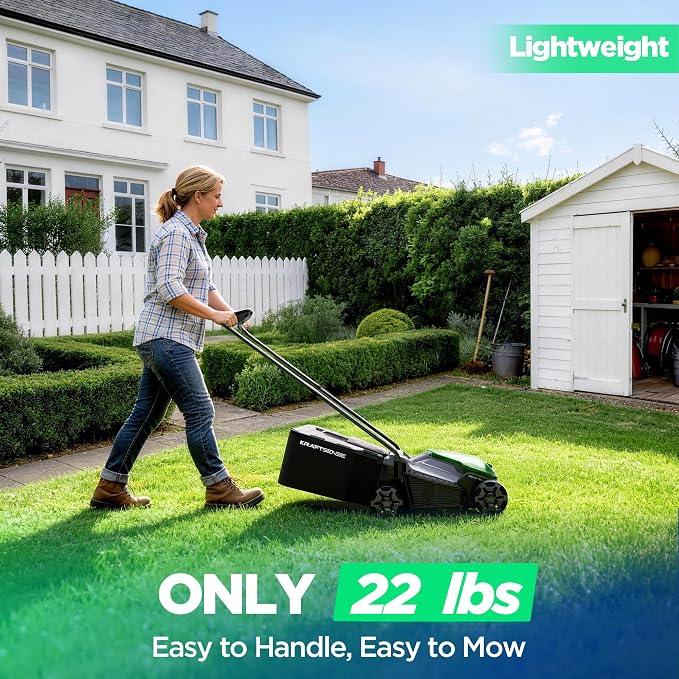 14" Cordless Lawn Mower, 20V Lightweight Push Mower with 2×5.0Ah Battery, Ultra-Quiet Motor for Small Yards, Lawn Care, Backyard Maintenance