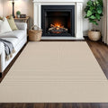 IOHOUZE Washable Area Rug 5x7 Non Slip Rubber Backed Rugs for Living Room, Dining Room Rugs Bedroom Rug, Woven Indoor Floor Carpet for Living Room Nursery Office, Cream/Beige