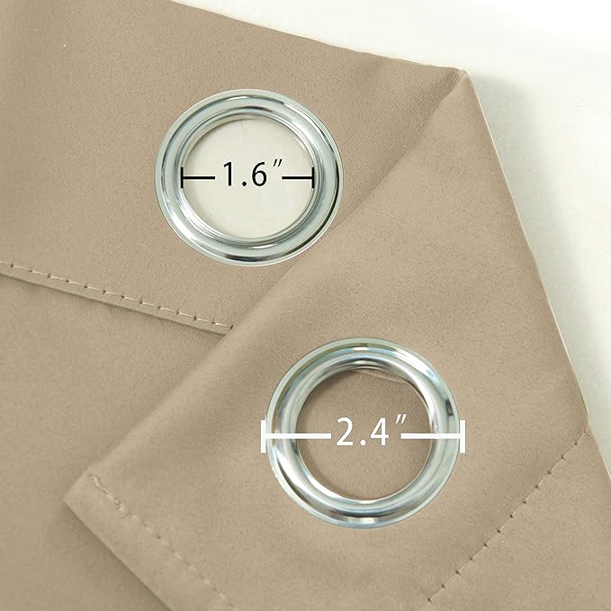 LEMOMO Beige Blackout Curtains 34 x 54 Inch Length/Set of 2 Curtain Panels/Thermal Insulated Room Darkening Blackout Curtains for Bedroom