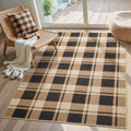 AROGAN Plaid Jute Rug 3x5, Washable Indoor Outdoor Rug, Black and Brown Checkered Farmhouse Rug, Non-Slip Low Pile Carpet for Patio, Living Room, Kitchen, Entryway