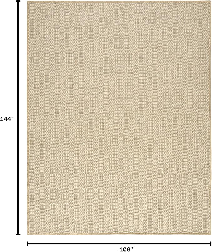 Nourison Home Courtyard Natural 9' x 12' Area Rug - Easy Clean, Non Shedding, Bed Room, Living Room, Dining Room, Kitchen (9' x 12')