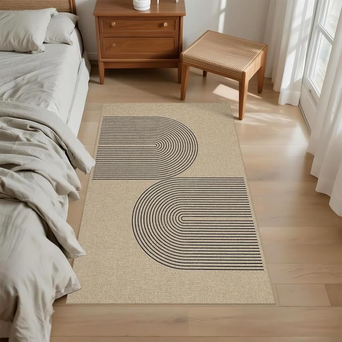 Easy Jute Rug for Pet Homes: 4x6 Outdoor Rug - Black Stripes | Washable Design Cuts Your Cleaning Time by 75% and Maintain Shape and Texture after 50 Machine Wash Cycles