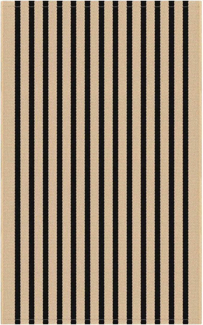 IOHOUZE Striped Area Rug 2'x3' Front Door Rugs Small Washable Area Rug for Front Porch, Spring Summer Welcome Door Mats Outdoor Indoor, Doormat for Entryway Porch Entrance, Tan/Black