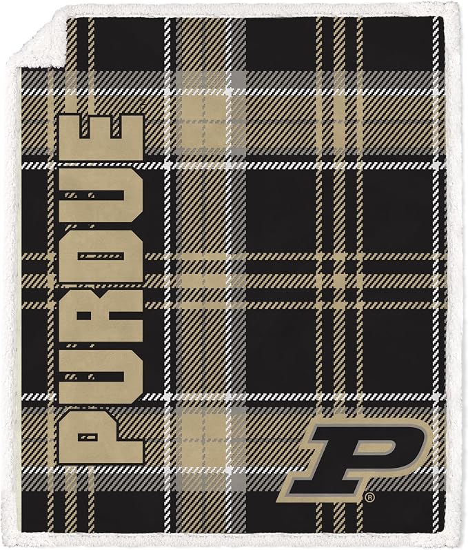 NCAA Purdue Boilermakers Playmaker Plaid Ultra Cozy Sherpa Throw