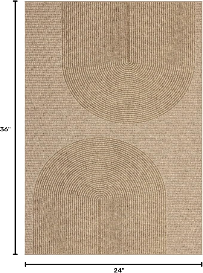 Non-Slip Jute Rug for Entryway: 2x3 Outdoor Mat - Geometric Arch Pattern | Safe Walking for Family All Day and Help with Cutting Slip Falls by 70%